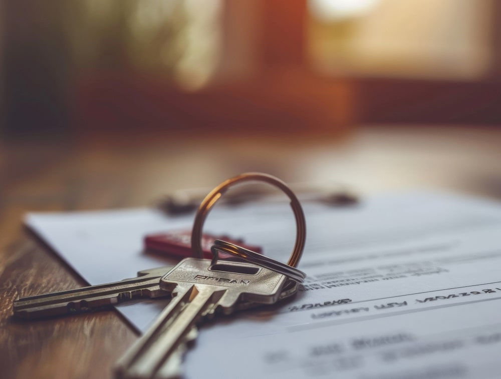 keys sitting on top of a document